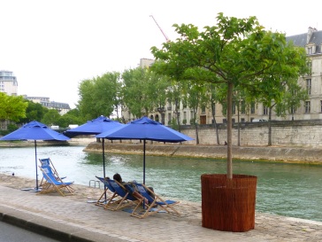 Hoping for sunshine on Paris Plage - July 2015