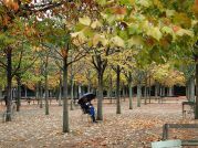 October - sheltering from the rain in the Jardin du Luxembourg